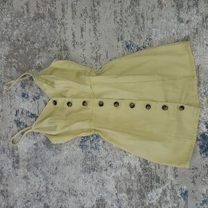 Light Yellow Demin Mini Pinafore Dress Kidcore Whimsical 90s Playful